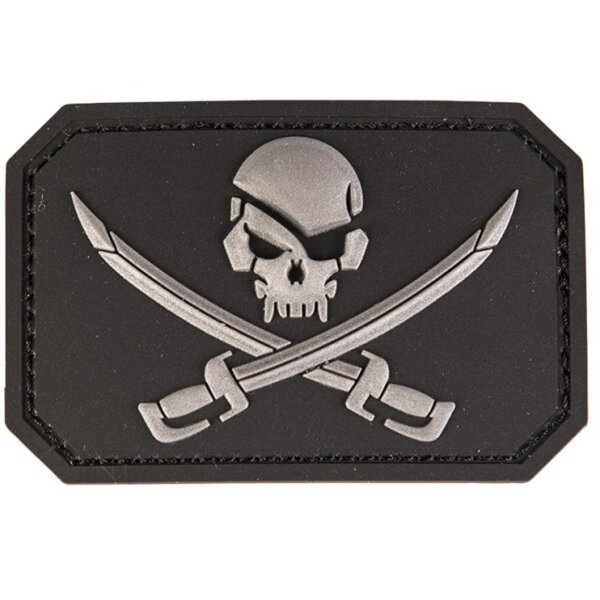 3D Skull w. Swords PVC Patch schwarz