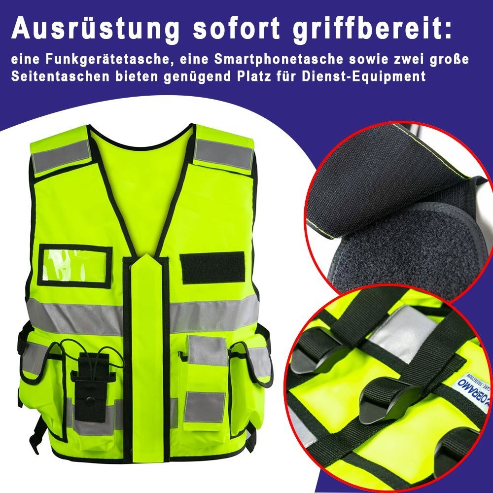 Warnweste mit Sicherheitsjacke für Fronttaschen Ultraleicht für Bauradfahrer NEWMAN771Her Reflektierende Sicherheitsweste 