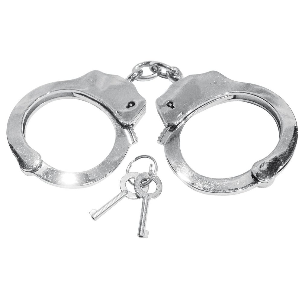 Handschellen Polizei Security Handfesseln Handcuffs Silber Schwarz 2 Schlüsseln 