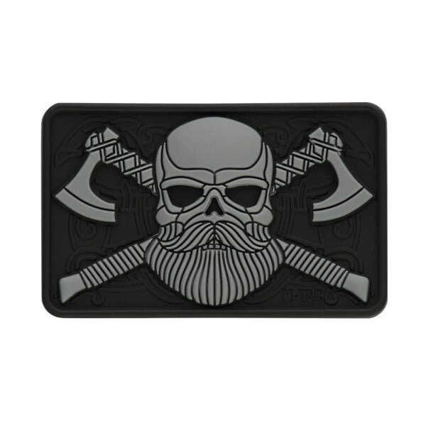 M-Tac Bearded Skull 3D PVC Patch  Black/Grey