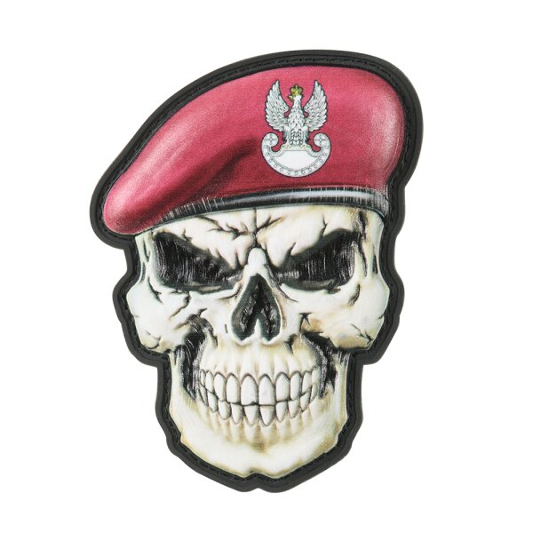 M-Tac patch skull in beret Poland (Airborne forces)  Dark Burgundy