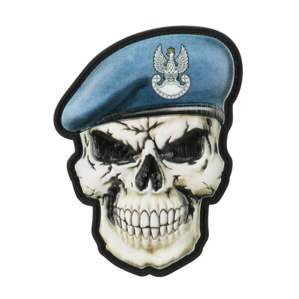 M-Tac patch skull in beret Poland (Coastal Defence)  Blue