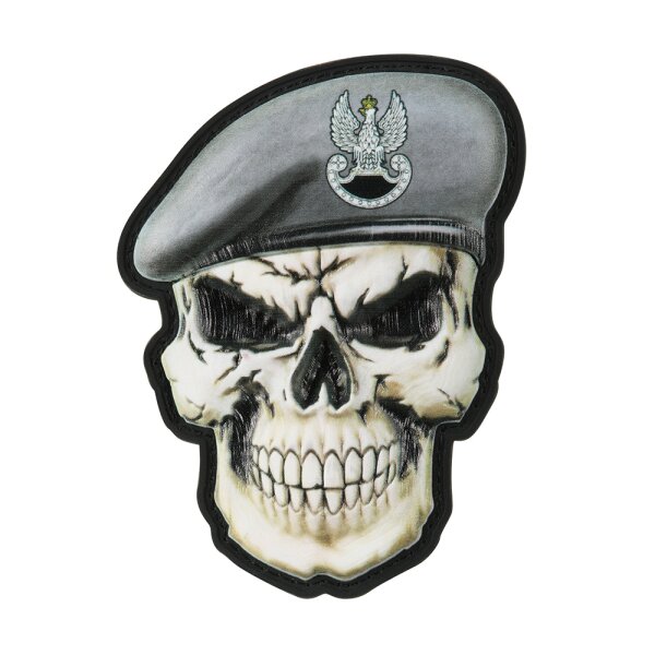 M-Tac patch skull in beret Poland (GROM)  Grey