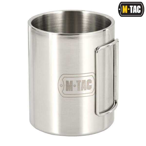 M-TAC THERMOBECHER MIT KLAPPGRIFF  Chrome