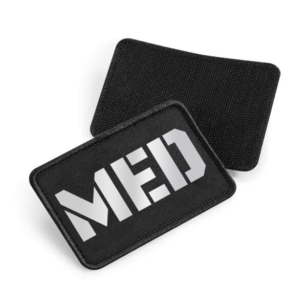 Stoff-Patch MED 10x6,5 cm Schwarz Silber Reflex